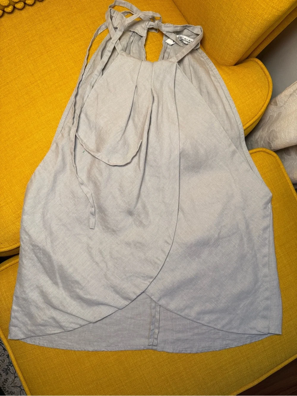 Zara Light Gray Halter Neck Linen Matching set (top + pants)